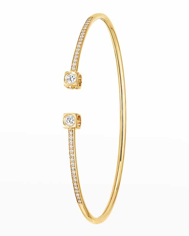 Yellow Gold Le Cube Medium Diamond Accent Cuff Bracelet